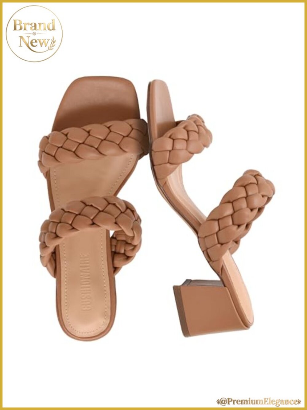 Braided Block Heel Sandals Memory Foam Wide Width Chunky Heel